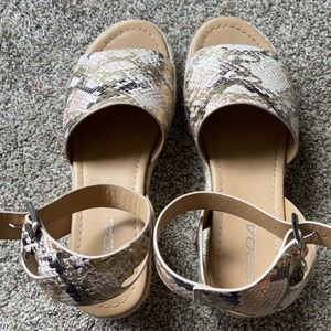 Gold snakeskin pattern platforms